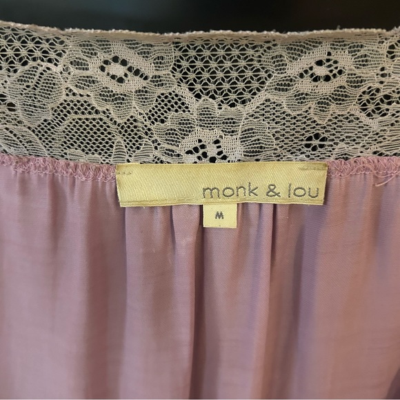 Monk & Lou Lavender Lace Trim Blouse - Picture 3 of 3